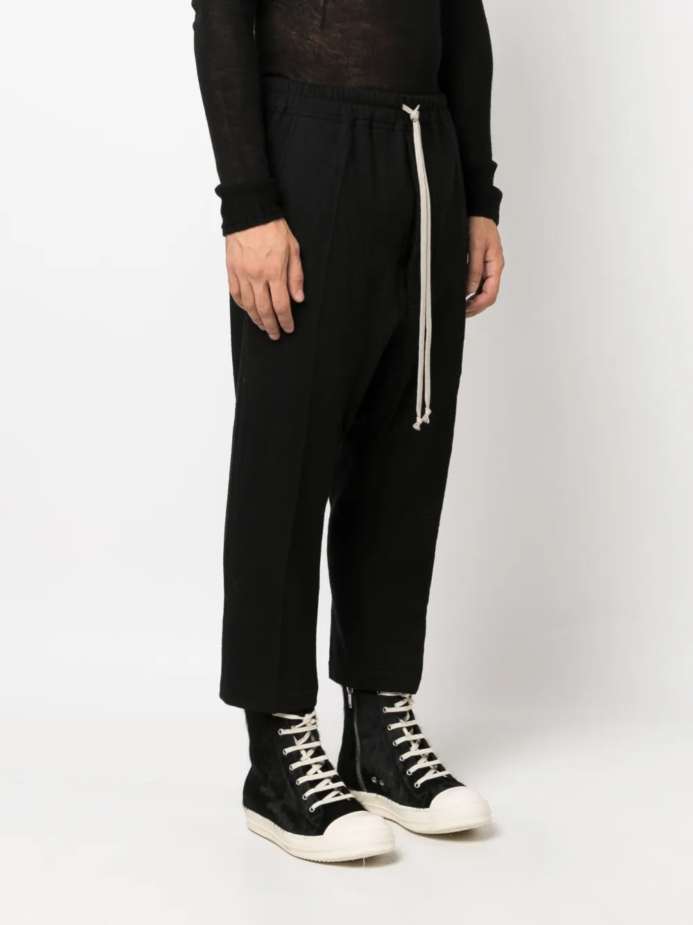 Rick Owens Drop-crotch Virgin-wool Trousers In Black