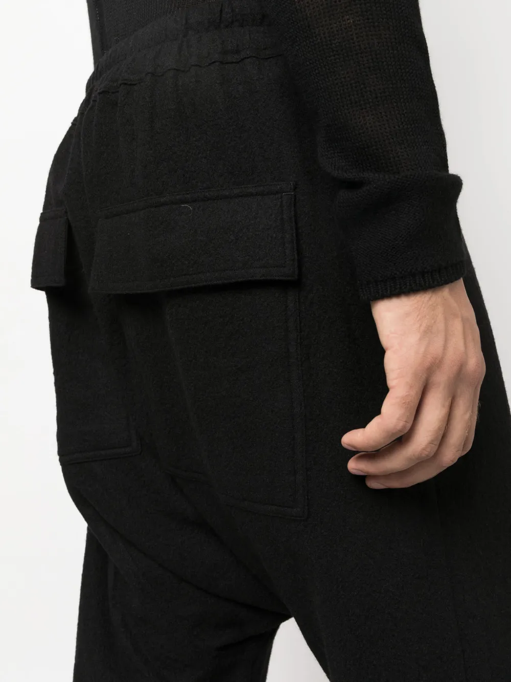 Rick Owens Drop-crotch Virgin-wool Trousers In Black