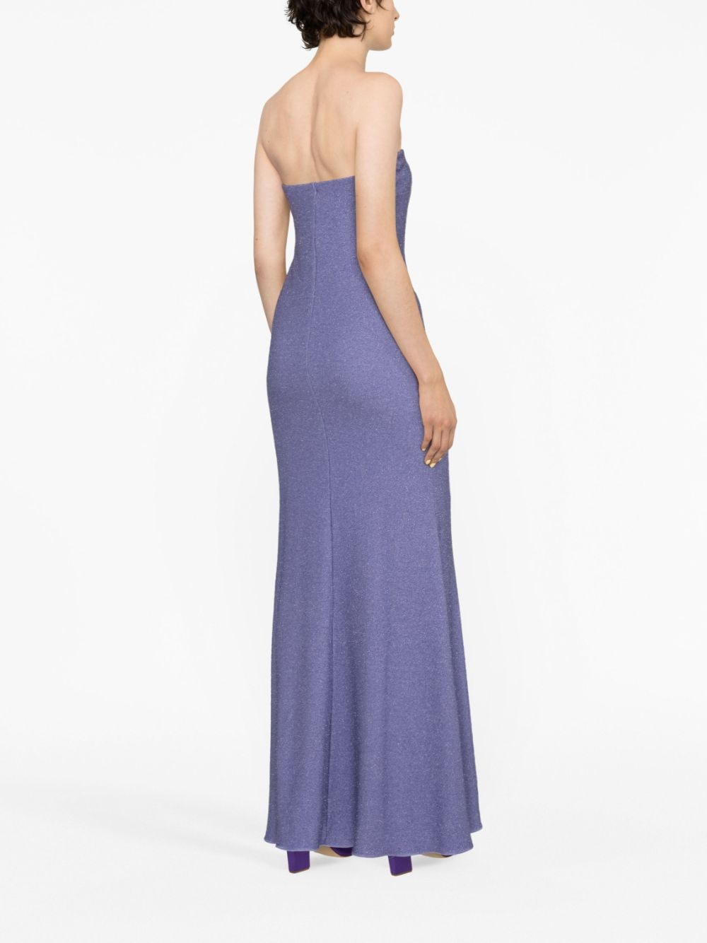 Shop Blumarine Detachable-sleeve Strapless Gown In Purple
