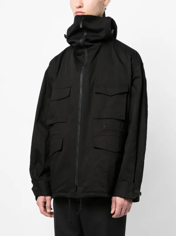 Yohji Yamamoto drawstring-hooded cargo-pocket Jacket - Farfetch