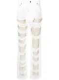 DARKPARK ripped design cotton jeans - White