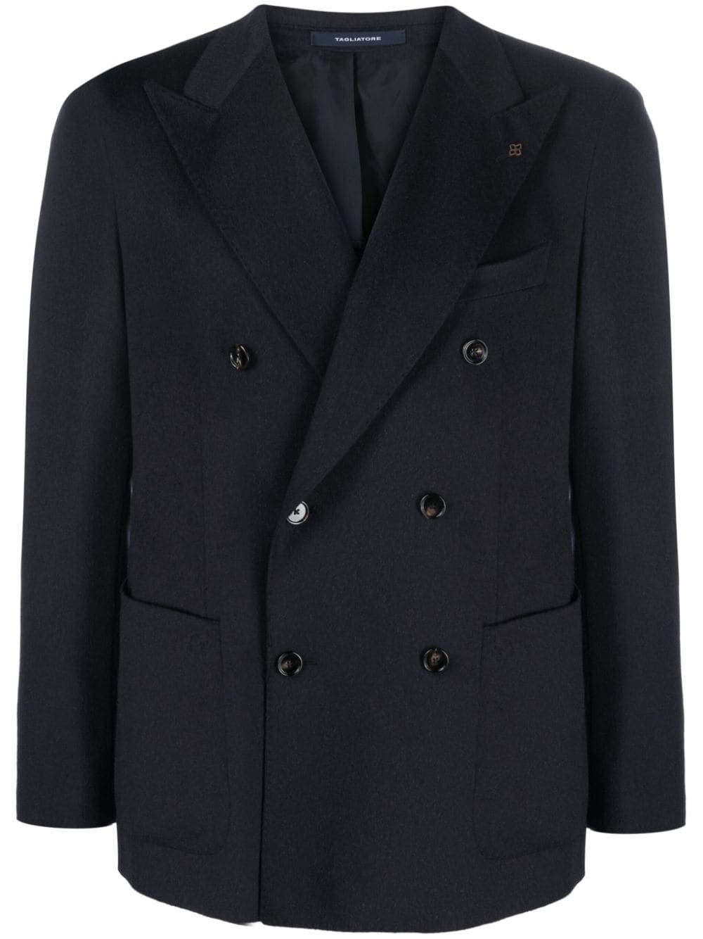 Tagliatore Double-breasted Camel-hair Blazer In Blue