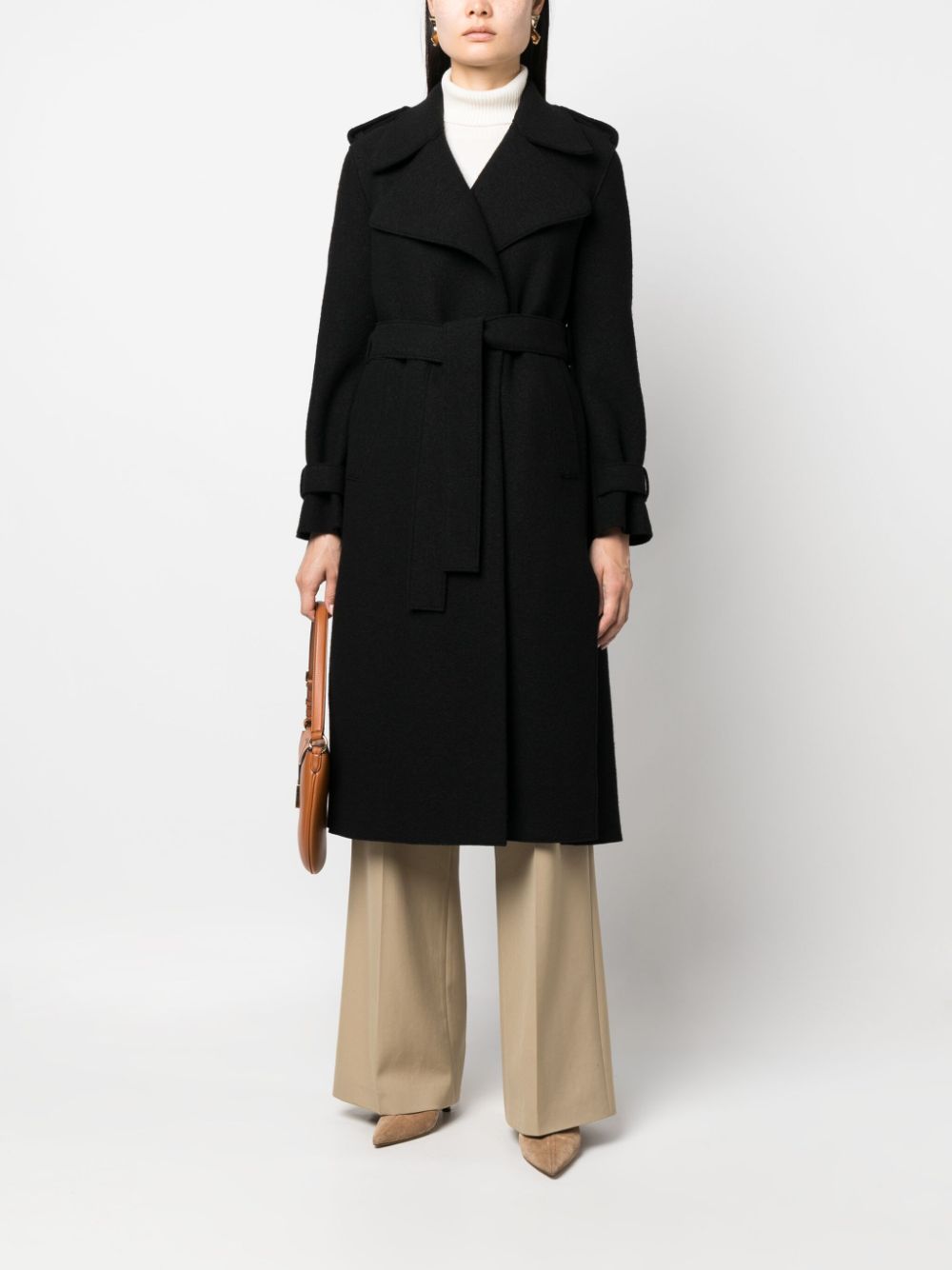 Harris Wharf London Wollen trenchcoat - Zwart