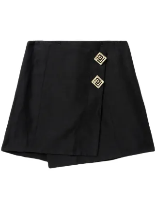 Black pleated on sale mini wrap skirt