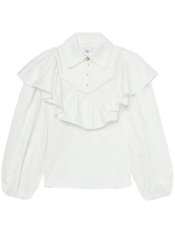 Aje ruffled-detail puff-sleeve Cotton Shirt - Farfetch