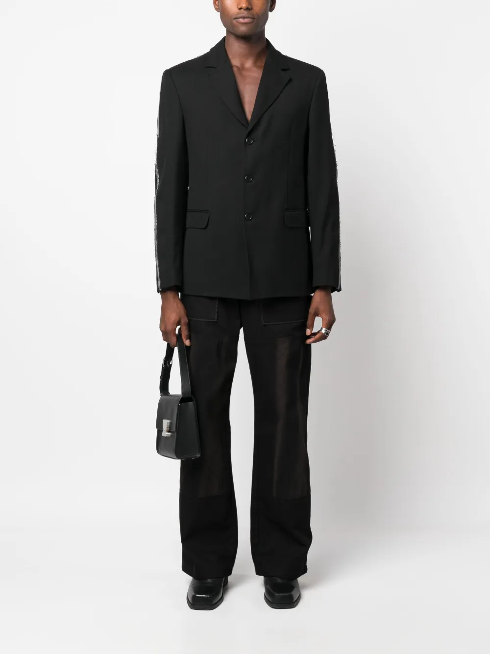 Diesel denim-stripe single-breasted blazer - Zwart