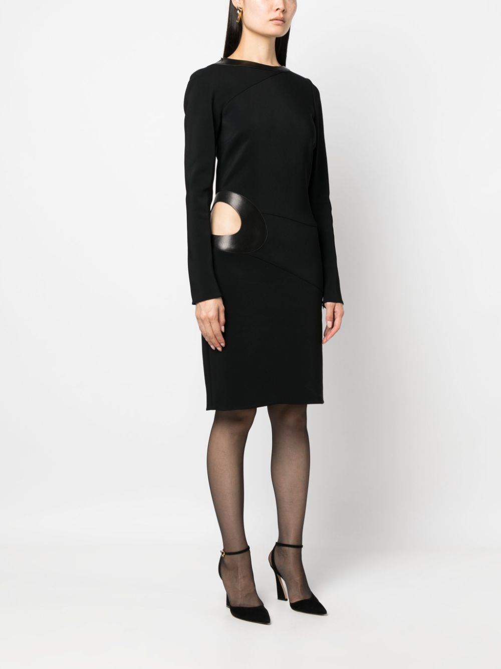 Shop Tom Ford Cut-out Long-sleeved Dress In Black