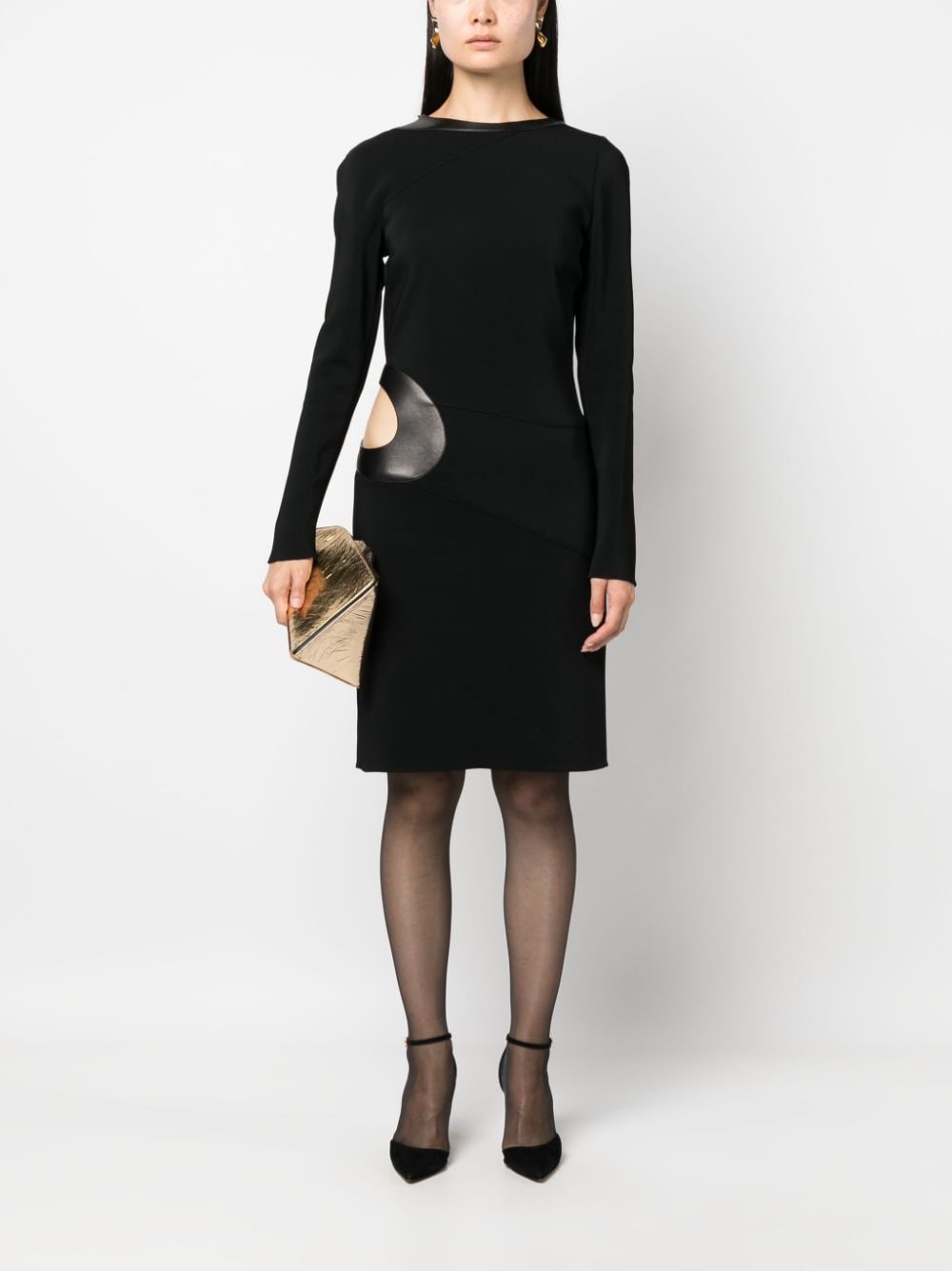 Shop Tom Ford Cut-out Long-sleeved Dress In Black