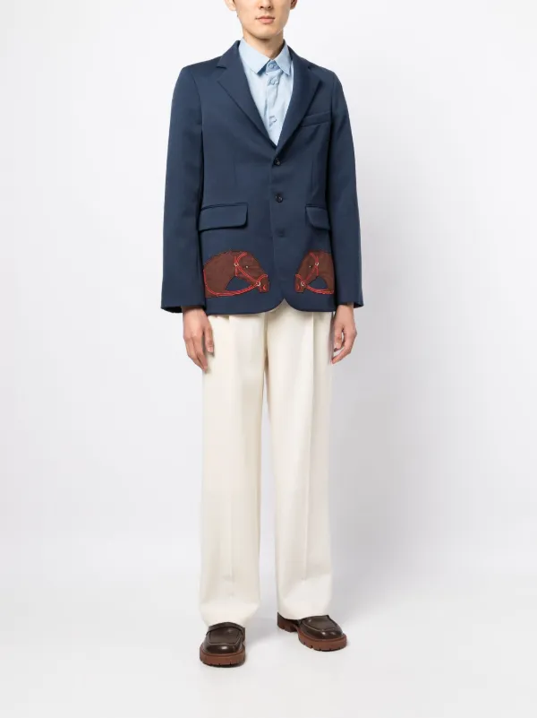BODE Pony Appliqué Suit Jacket | Blue | FARFETCH