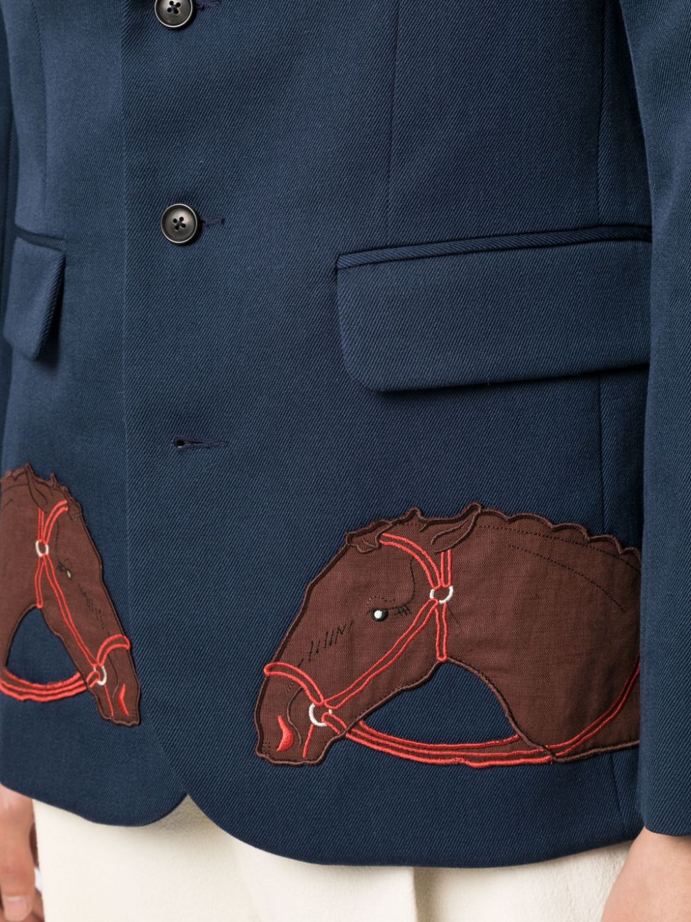 Shop Bode Pony Appliqué Suit Jacket In Blue