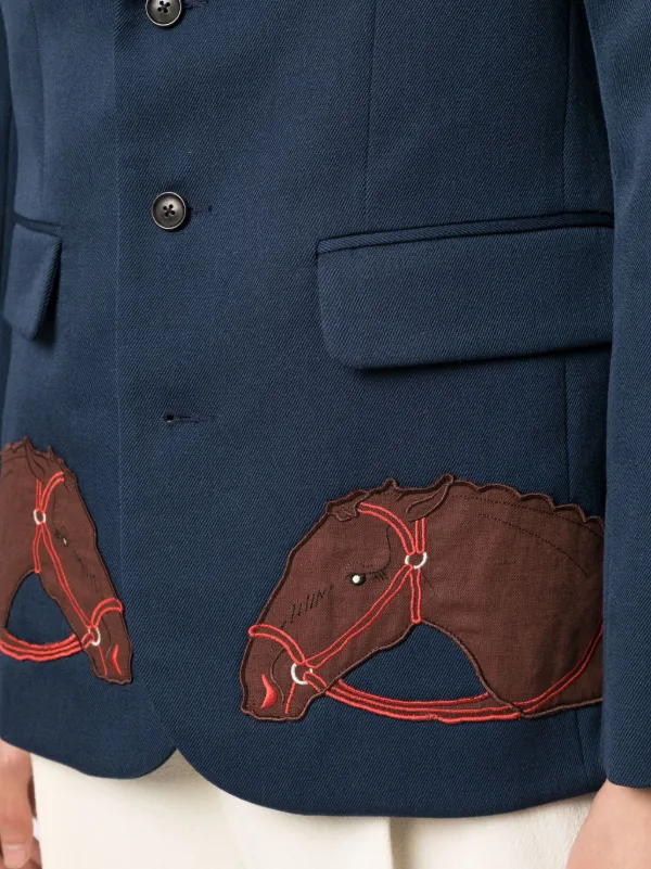 BODE Pony Appliqué Suit Jacket | Blue | FARFETCH