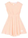 Calvin Klein Kids logo-patch textured dress - Pink