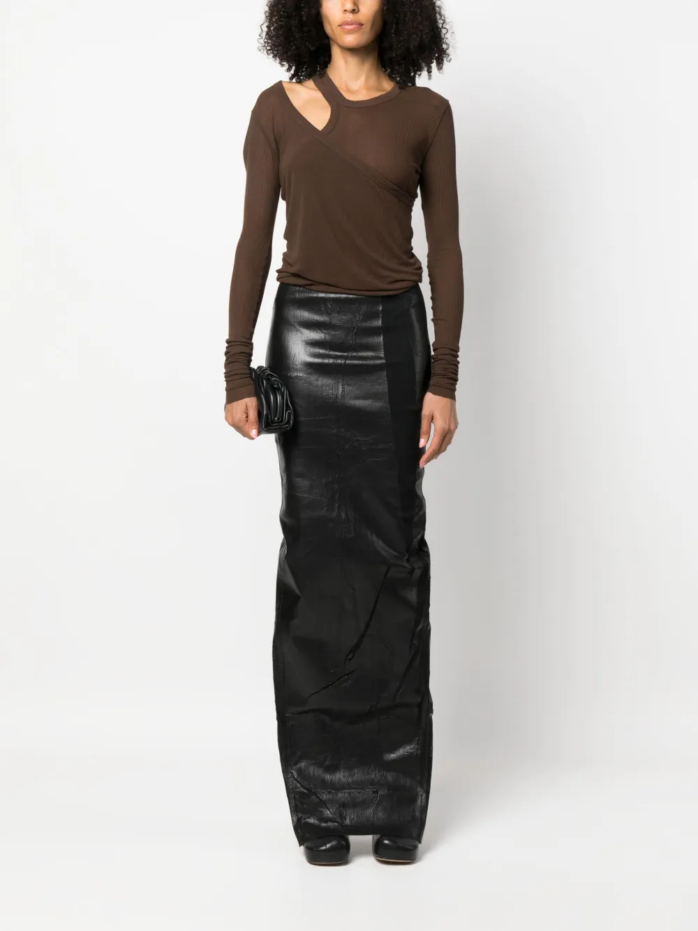 Rick Owens Banana LS asymmetric-neck top - Bruin