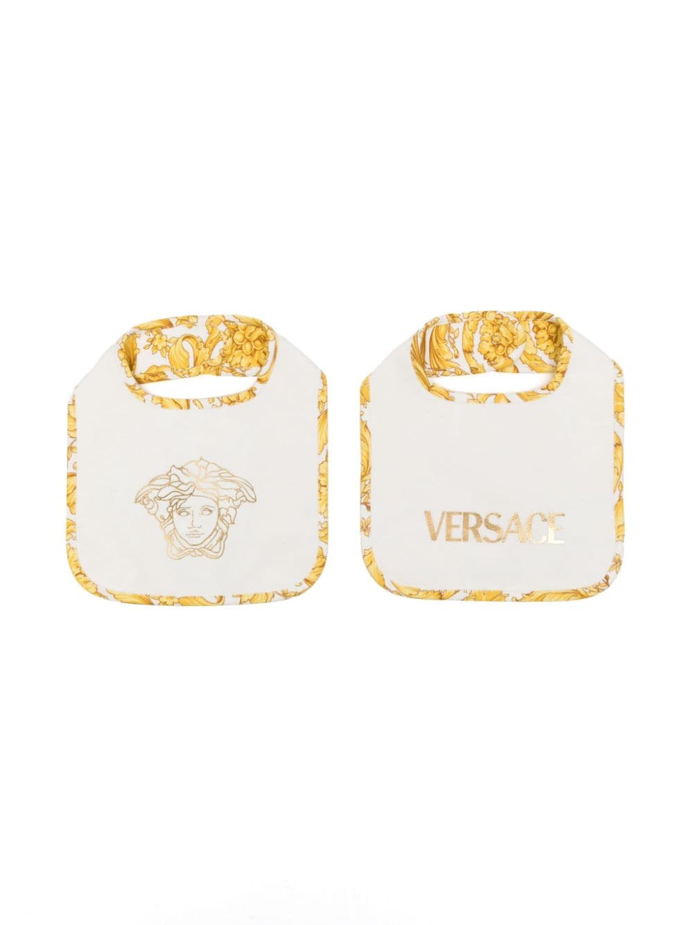 Versace Kids logo-print cotton bib (set of two) - Weiß