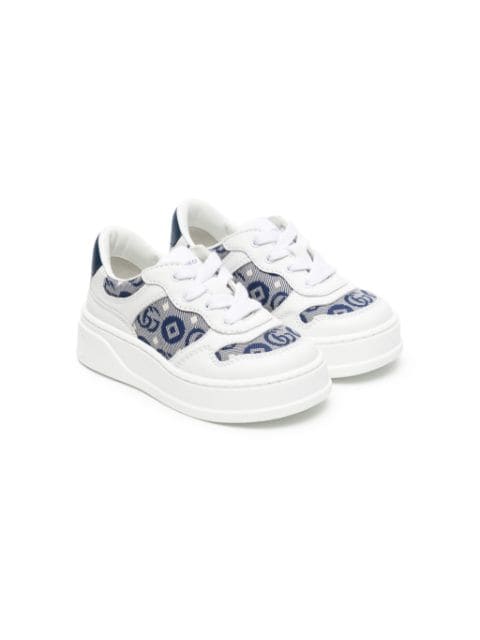 Gucci Kids Double G-pattern lace-up trainers