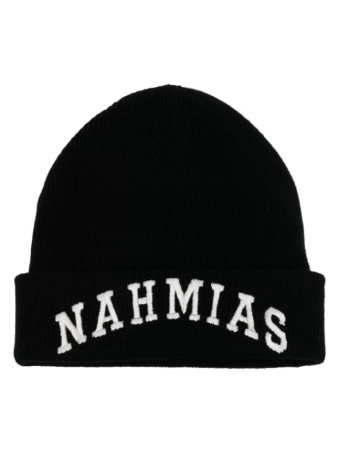 Nahmias logo-embroidered wool-cashmere blend beanie 