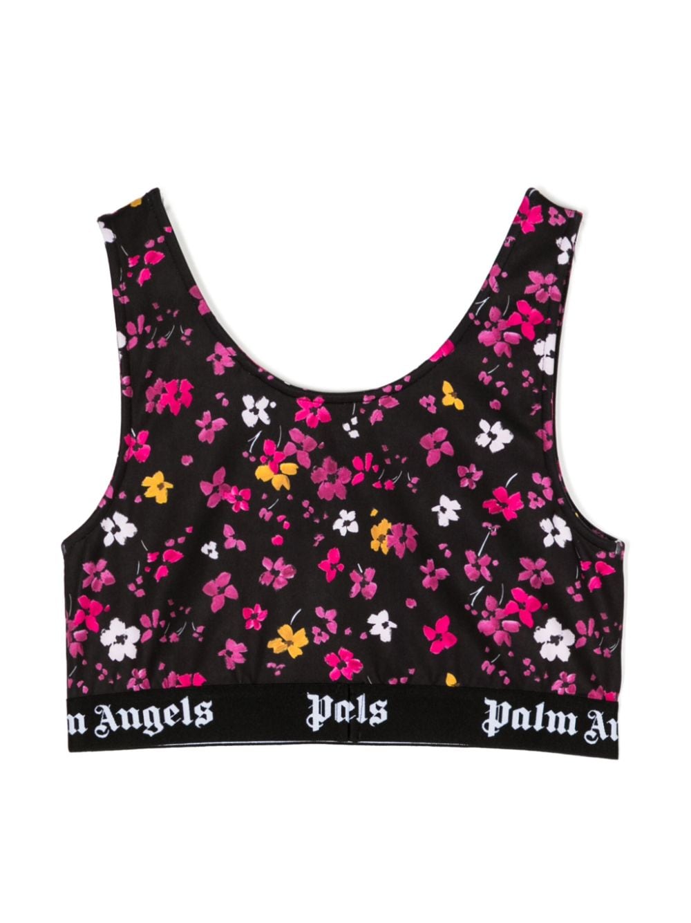 Shop Palm Angels Floral-print Crop Top In Black