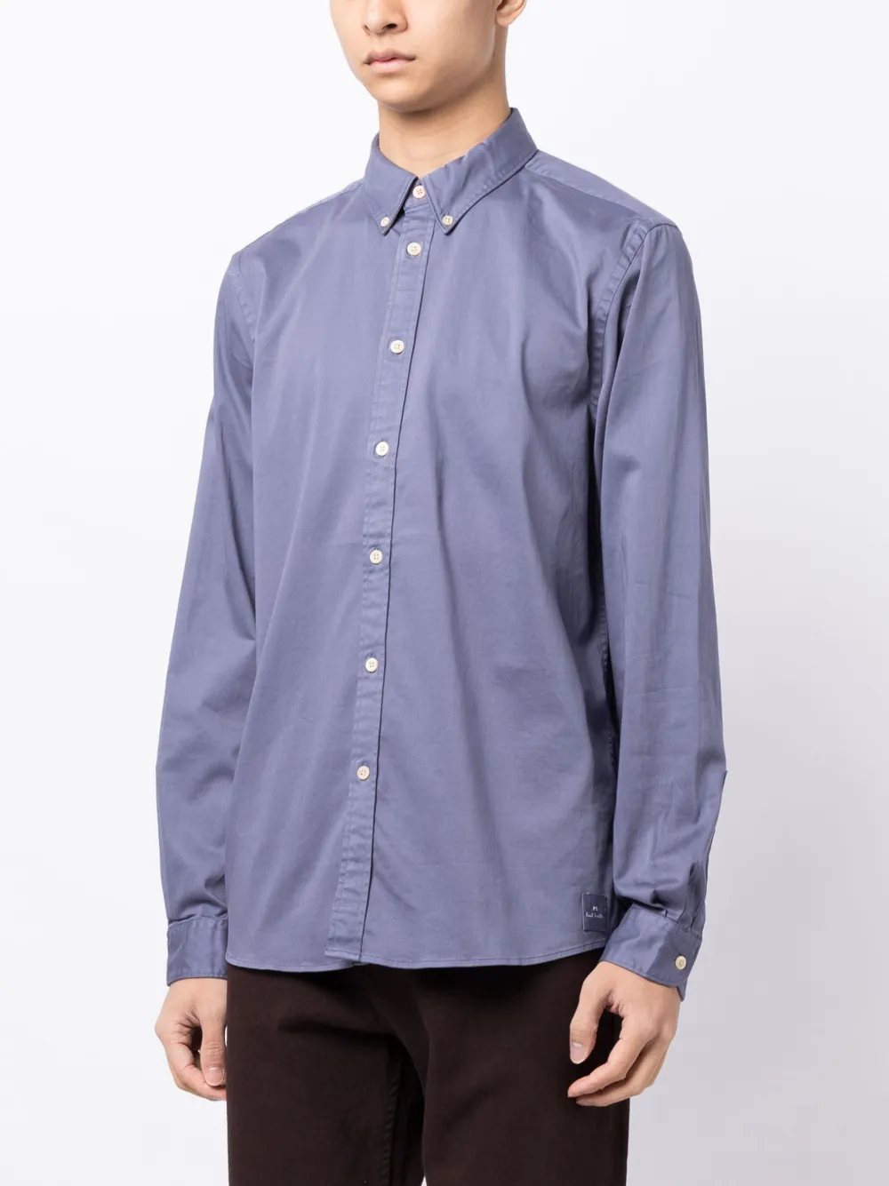 Shop Ps By Paul Smith Button-down Collar Long-sleeve Shirt In Blue