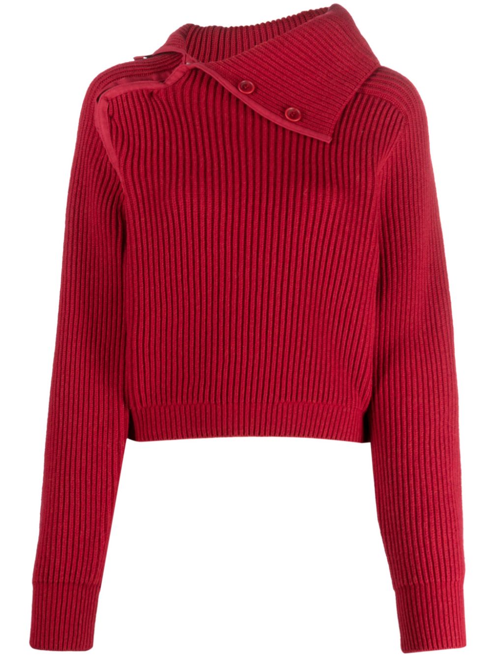 Jacquemus Vega asymmetric wool-blend jumper - Red