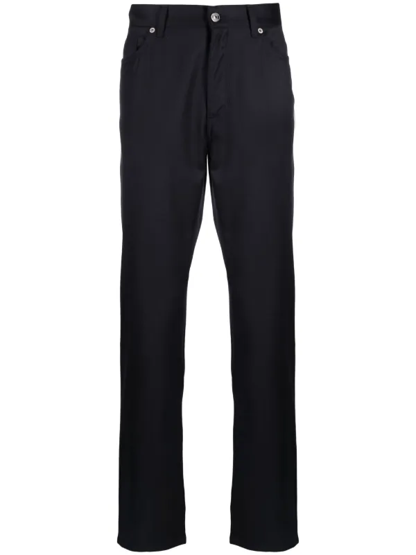 Zegna ロゴパッチ スリムパンツ | ブルー | FARFETCH JP