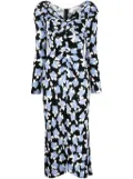 DVF Diane von Furstenberg floral-print V-neck dress - Black