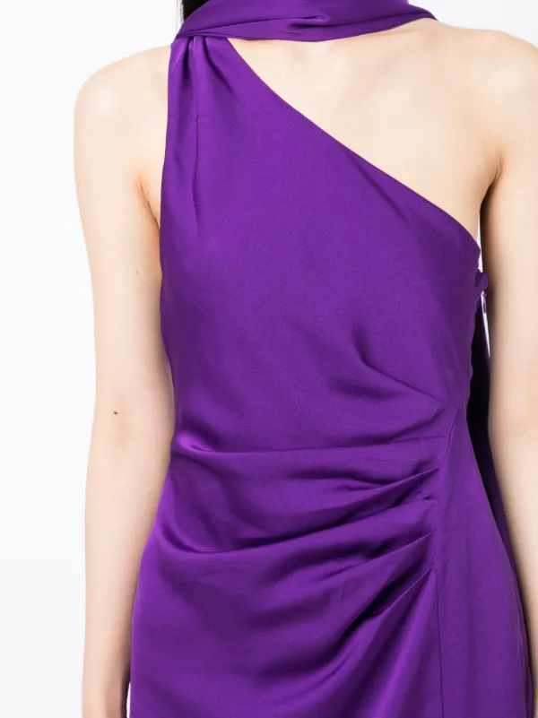 MISHA Estra satin-finish scarf-detail Dress | Purple | FARFETCH