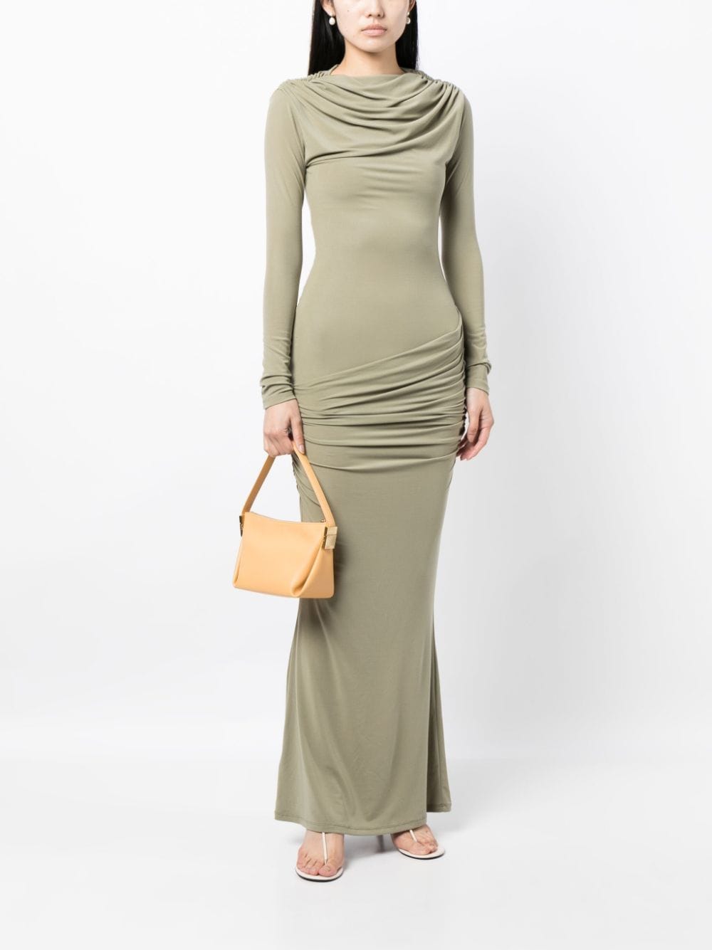 Paris Georgia draped long-sleeve maxi dress - Groen