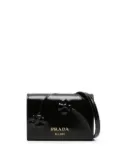 Prada floral-debossed leather wallet - Black