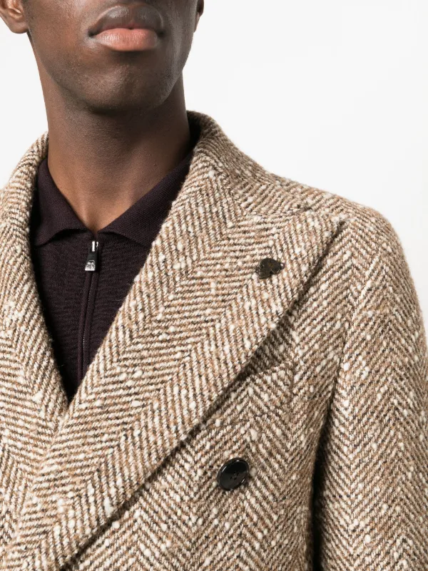 Double breasted hot sale tweed coat