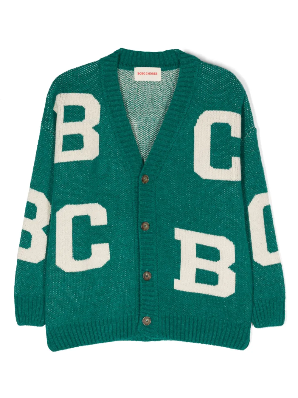 Bobo Choses logo-jacquard cardigan | Green | Image 1