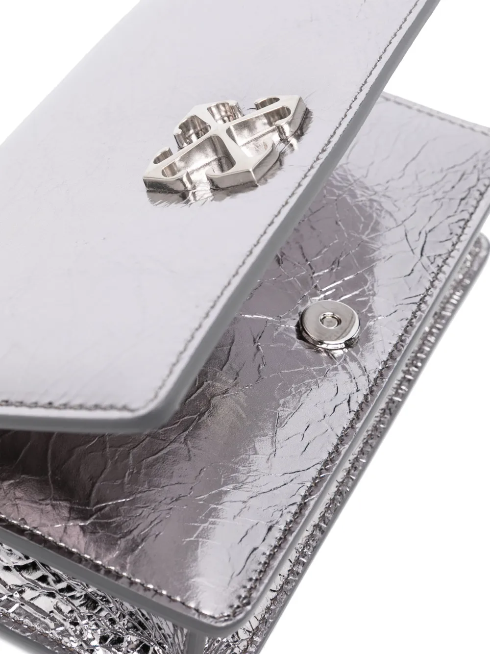 Shop Off-white Jitney 0.5 Leather Clutch Bag In Silver