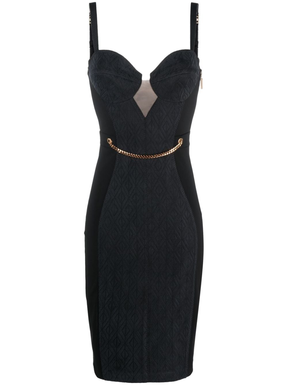 Shop Elisabetta Franchi Chain Link-detail Sleeveless Midi Dress In Black