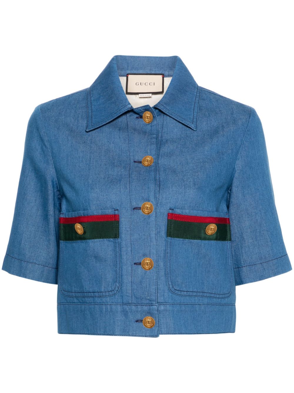 Web-stripe denim shirt