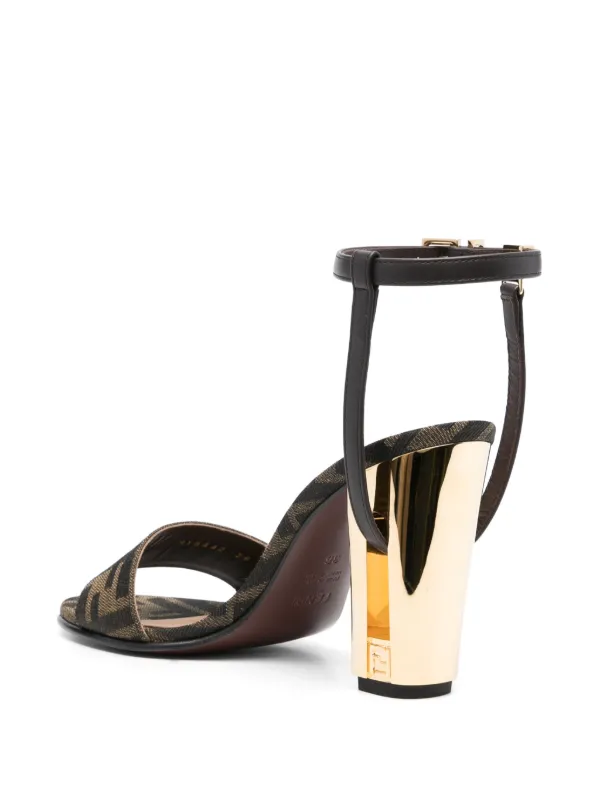 FENDI Zucca Monogram Heeled Sandals Brown FARFETCH AO