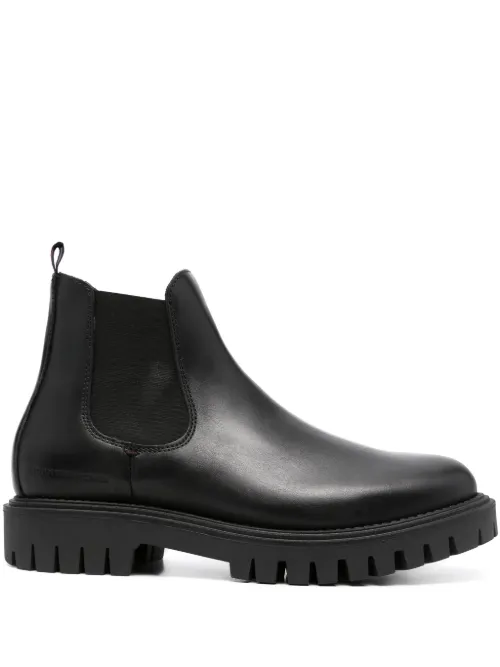 Bottines en cuir à bout rond - Tommy Hilfiger - Modalova