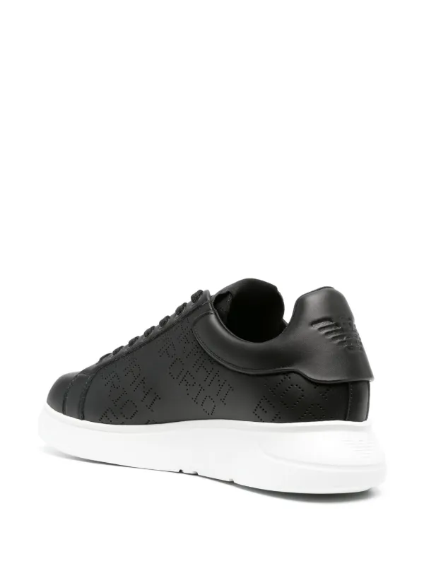 Emporio Armani Icon ロゴ レザースニーカー | ブラック | FARFETCH JP
