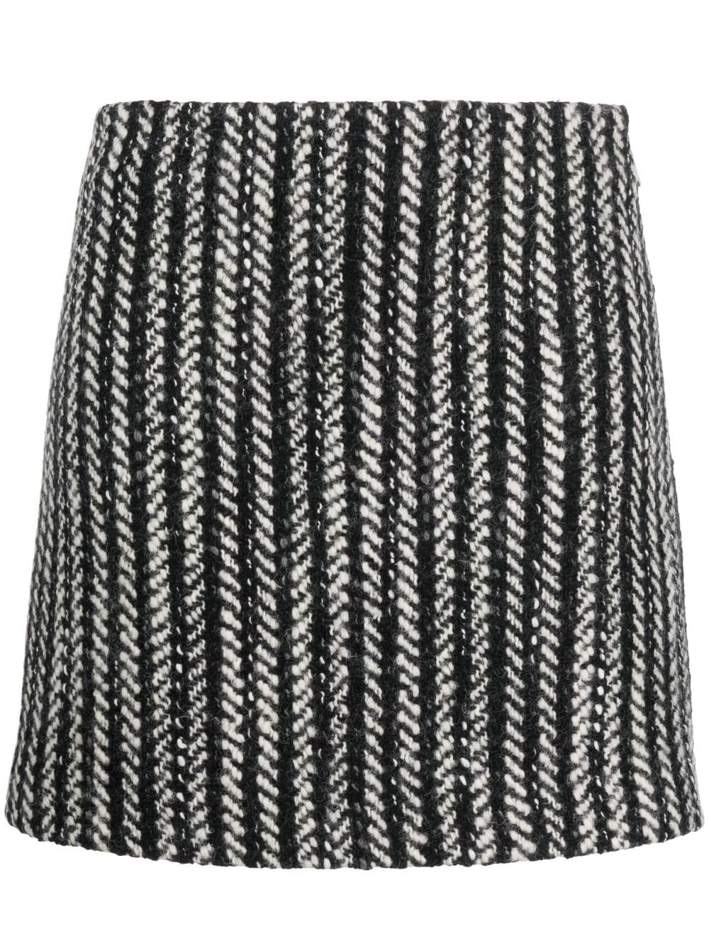 Msgm Two-tone Bouclé Miniskirt In Black