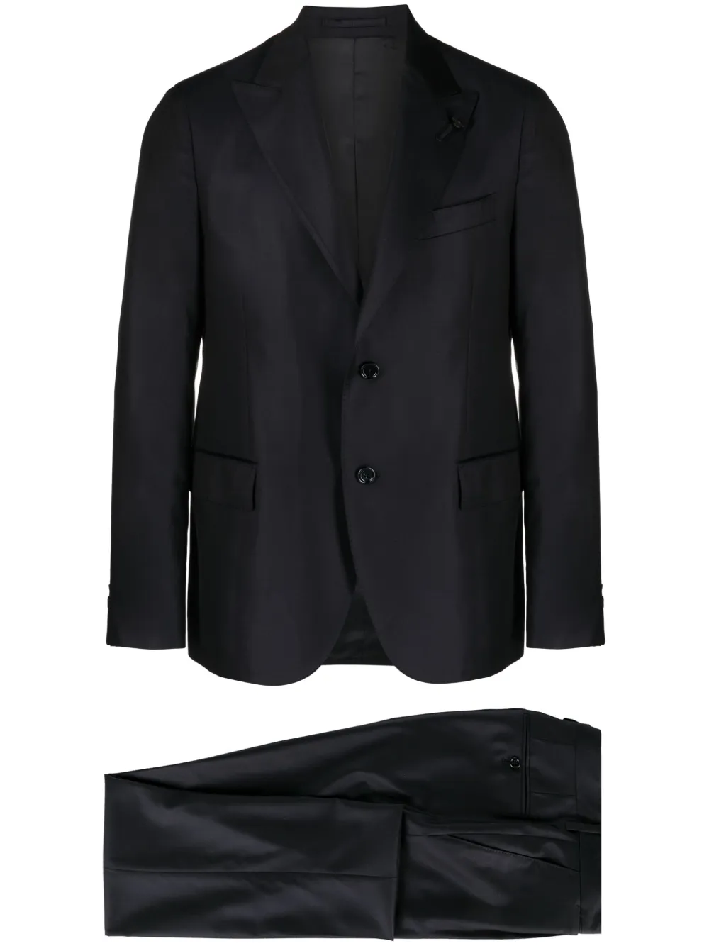 Lardini Tailored Black Wool Suit In Blue