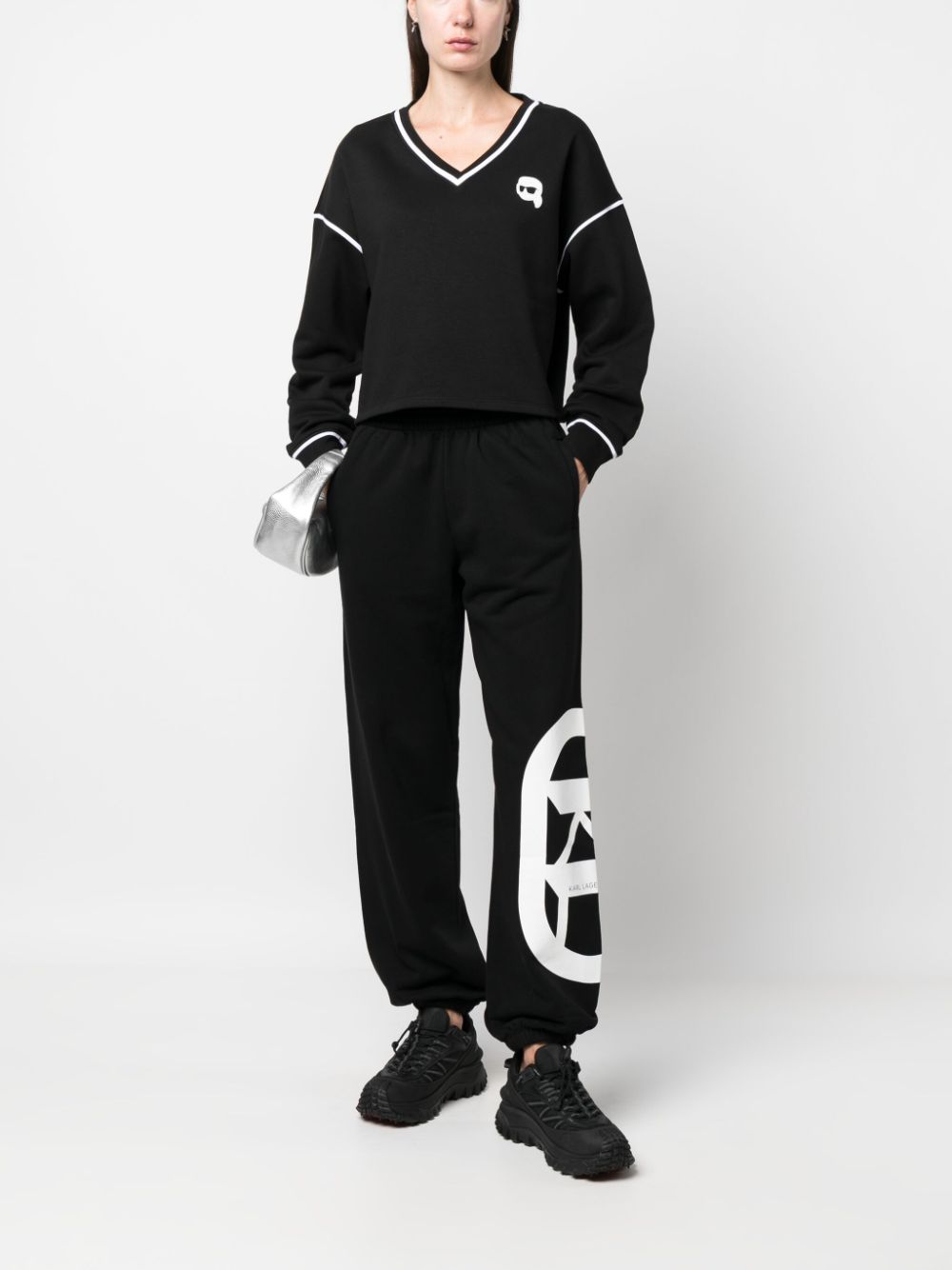Karl Lagerfeld Sweater met V-hals - Zwart