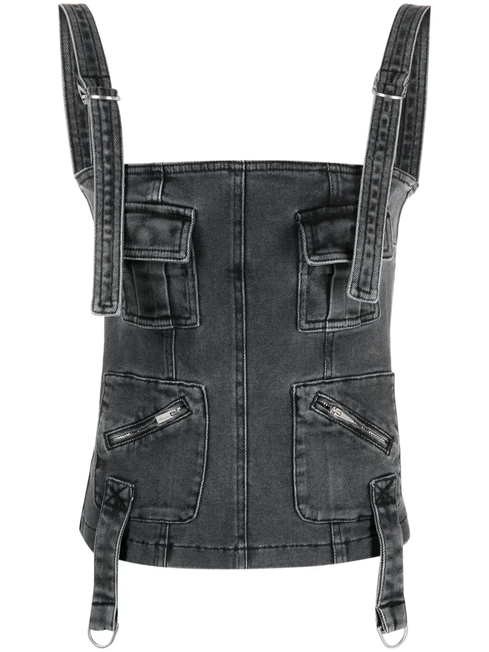 BLUMARINE CARGO-POCKETS DENIM TOP