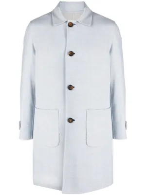 Eleventy button up Wool Peacoat Farfetch