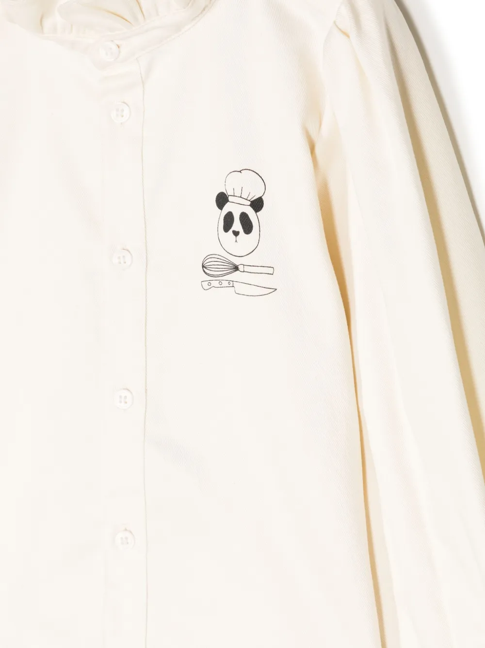 Mini Rodini Chef Panda Printed Cotton Blouse In Yellow