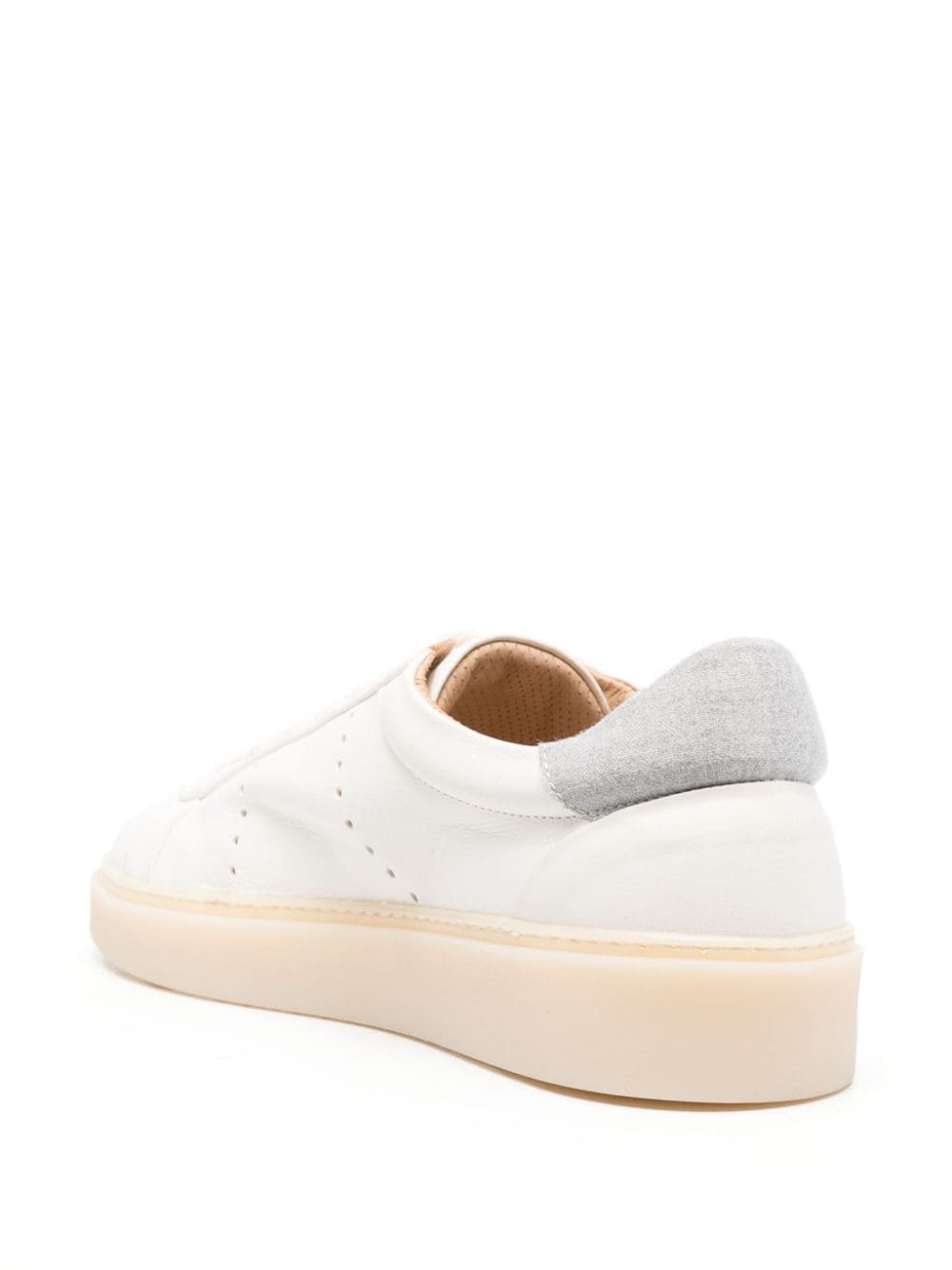 Shop Eleventy Lace-up Leather Sneakers In White
