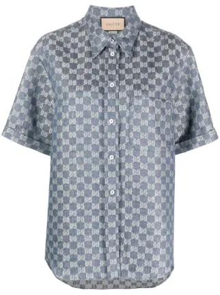 Gucci GGジャカード リネンシャツ | ブルー | FARFETCH JP