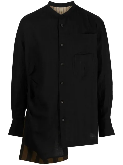 Ziggy Chen Asymmetric collage button-up shirt