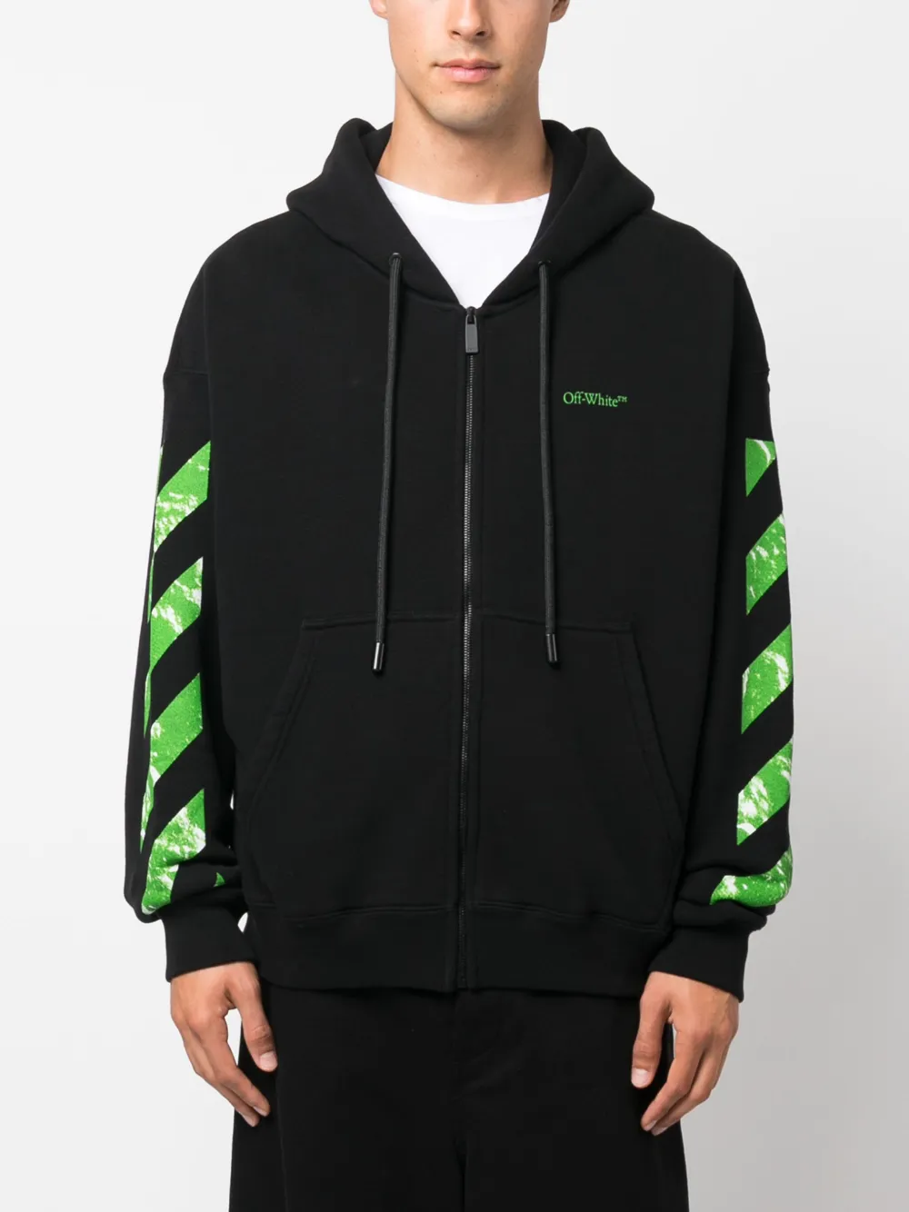 Off white hoodie sales green and black