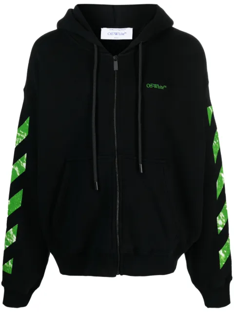 Off-White Arrows-print zip-up cotton hoodie