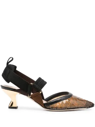FENDI コリブリ スリングバック パンプス | ブラック | FARFETCH JP