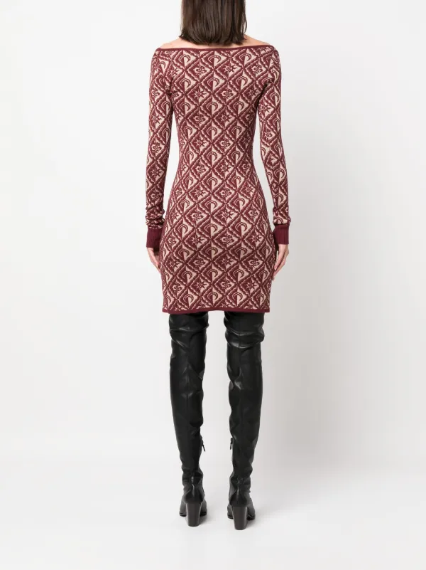 Marine Serre Moon Diamant-jacquard Minidress | Red | FARFETCH