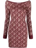 Marine Serre Moon Diamant-jacquard minidress - Red